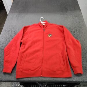 Chicago Blackhawks Sweatshirt Mens Large Red NHL Hockey Full Zip Levelwear